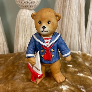 SCHMID BEAR FIGURINE…Sailor Suit…Holding Sailboat…Gordon Fraser…1984…Ceramic…4&quot;...#587