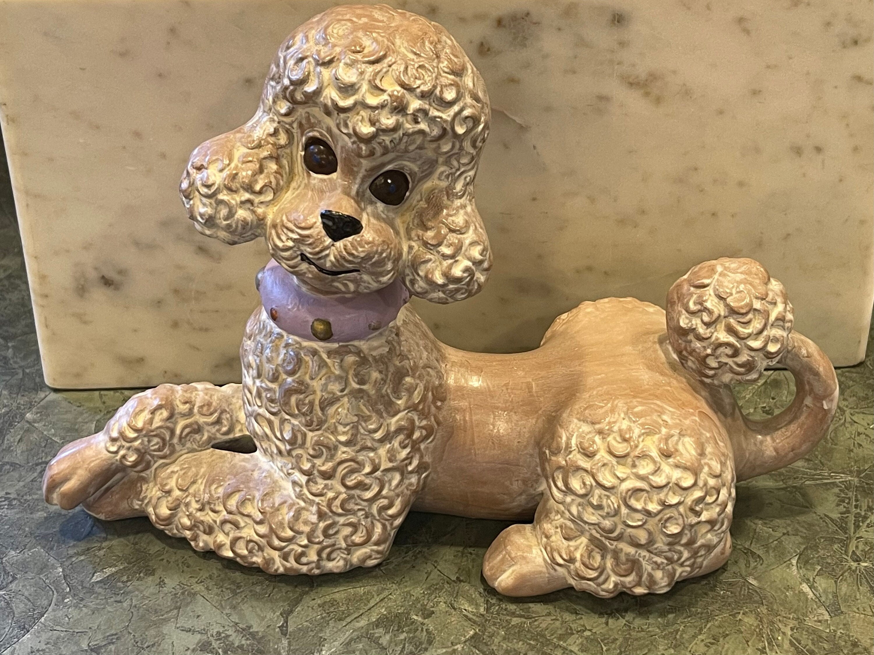 2006 Zodiac Figurine Poodle 置物 LARGE POODLE Figurine…atlantic Mold…hand Painted…textured Fur