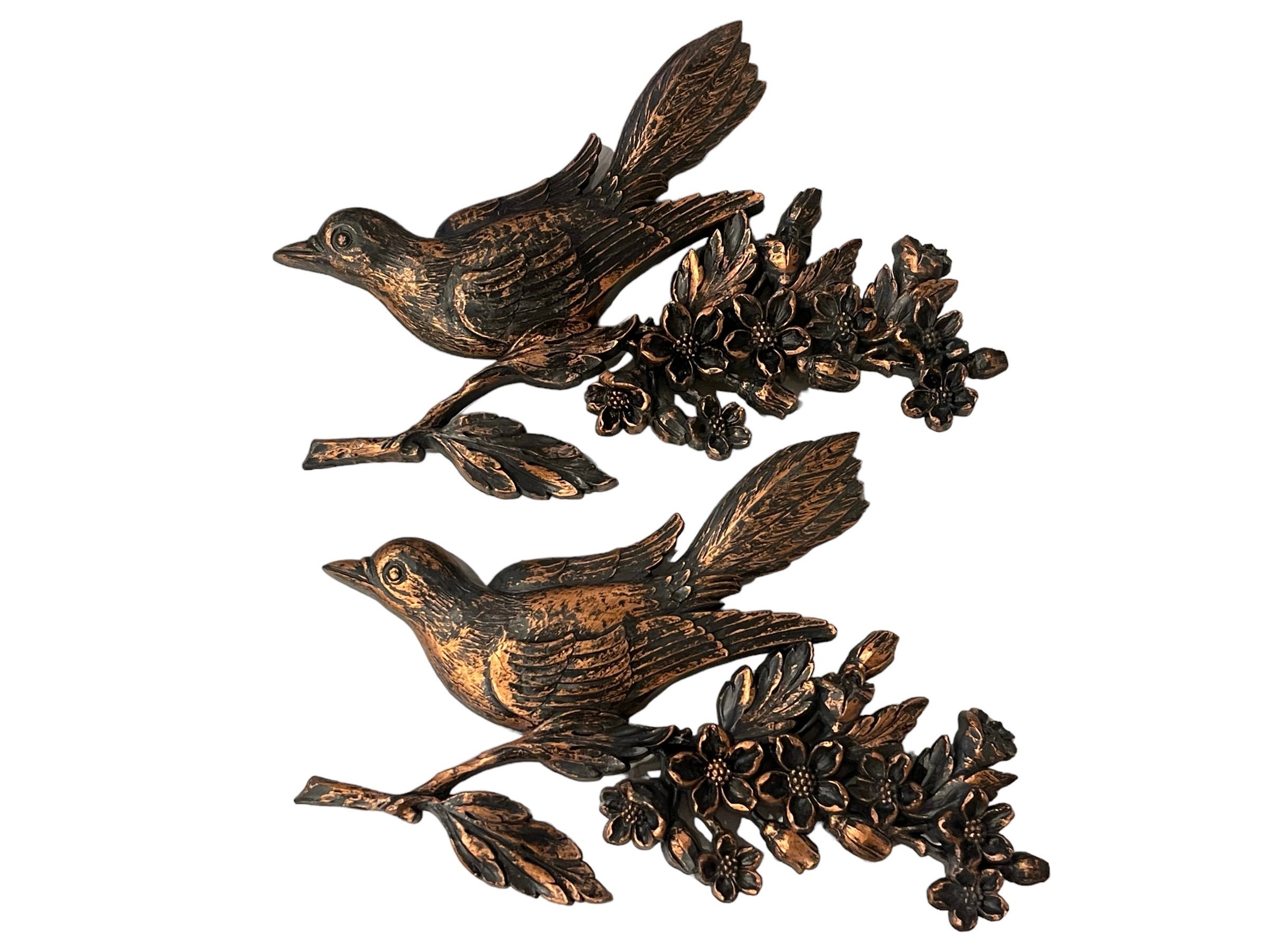 DOGWOOD BIRD Plaques…dart Industries…coppercraft Guild…embossed