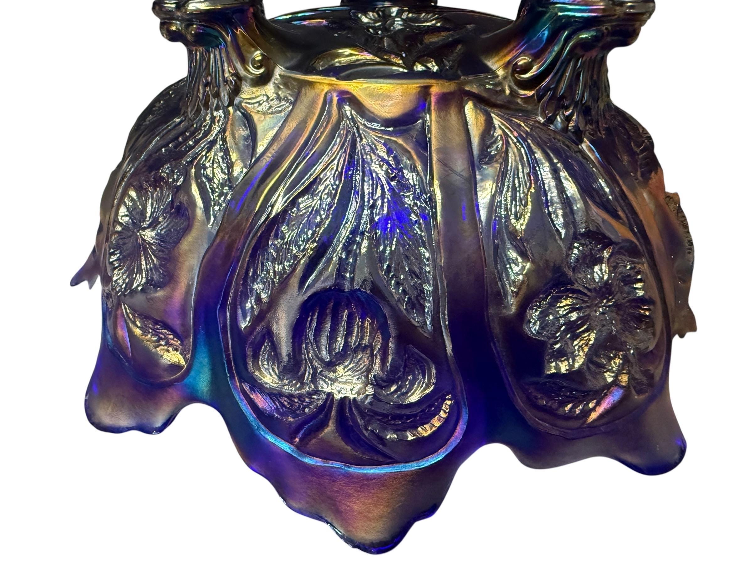 AURORA FLORAL Bowl…imperial Carnival Glass Jewel Bowl…scalloped