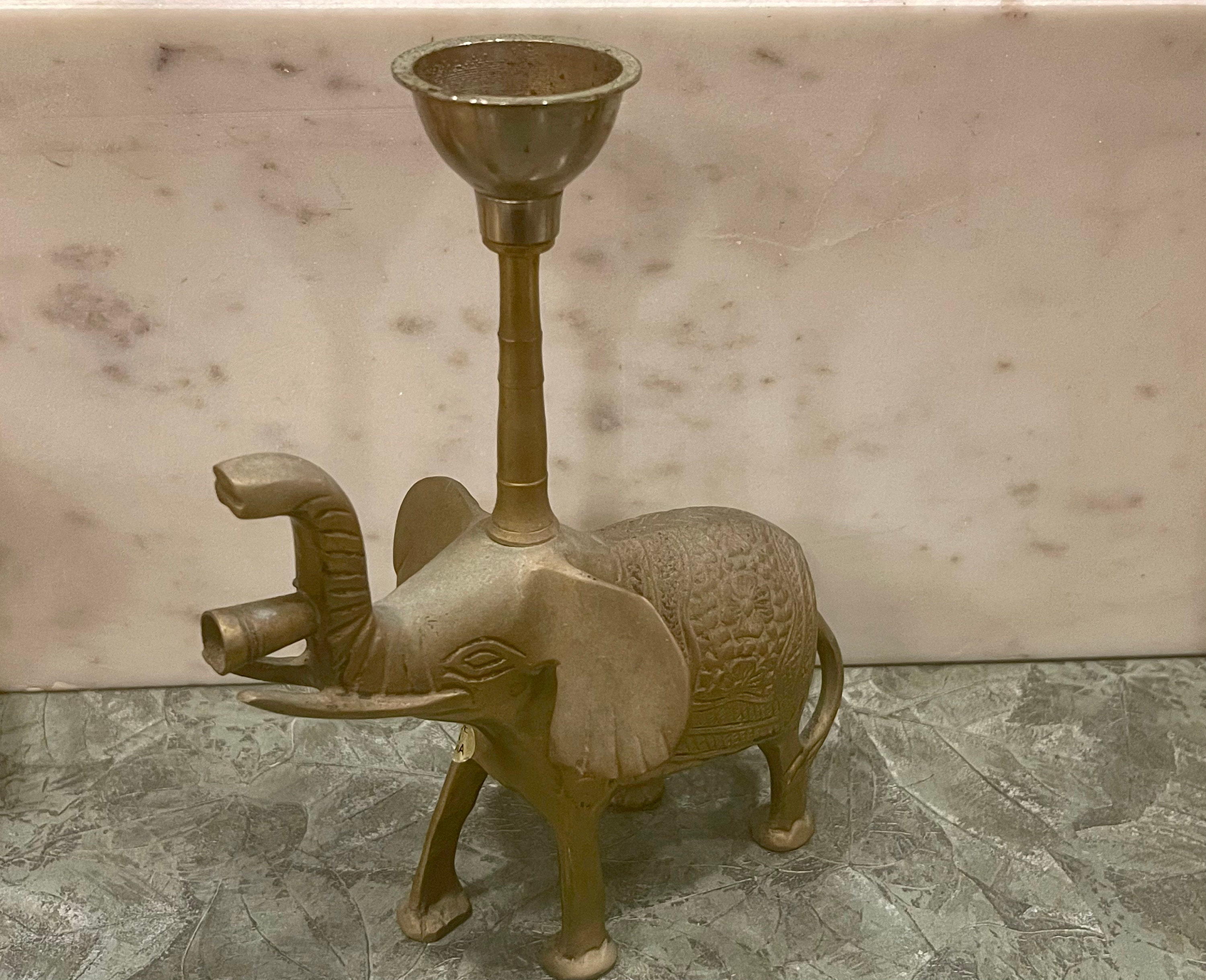 Elephant Candle Holder Brass 