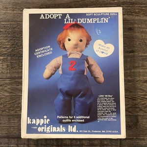 LIL’ DUMPLINS DOLL…Kappie Originals Ltd…Soft Sculpture Craft Doll…Doll Making…Craft Kit…Adoption Certificate…No LD03…”All Boy”…16”…1983 #288