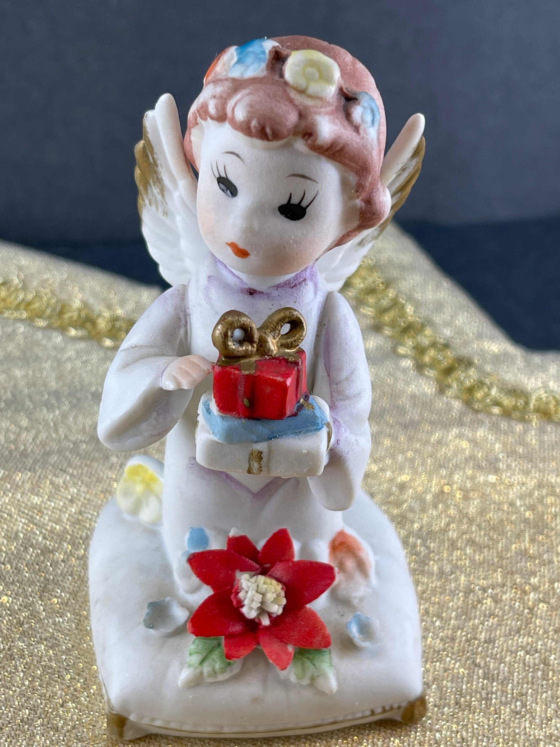 CHRISTMAS ANGEL Figurine…napco…presents…christmas Angel