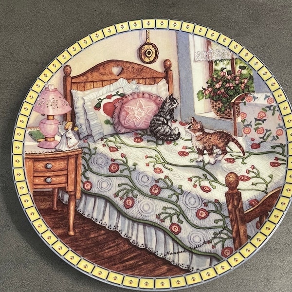 COLLECTIBLE CAT PLATE…Knowles…”A Sunny Spot”…10372 A…Limited Edition…Hannah Hollister Ingmire…Fine China…“Cozy Country Corners”…1991