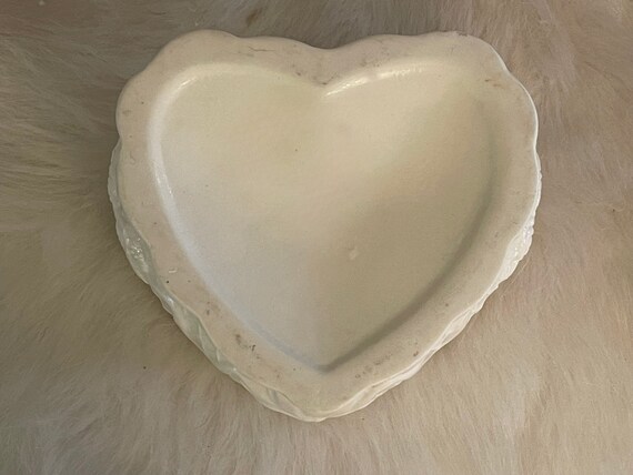 LARGE CUPID DISH…Heart Shaped,..Applied Flowers…T… - image 10