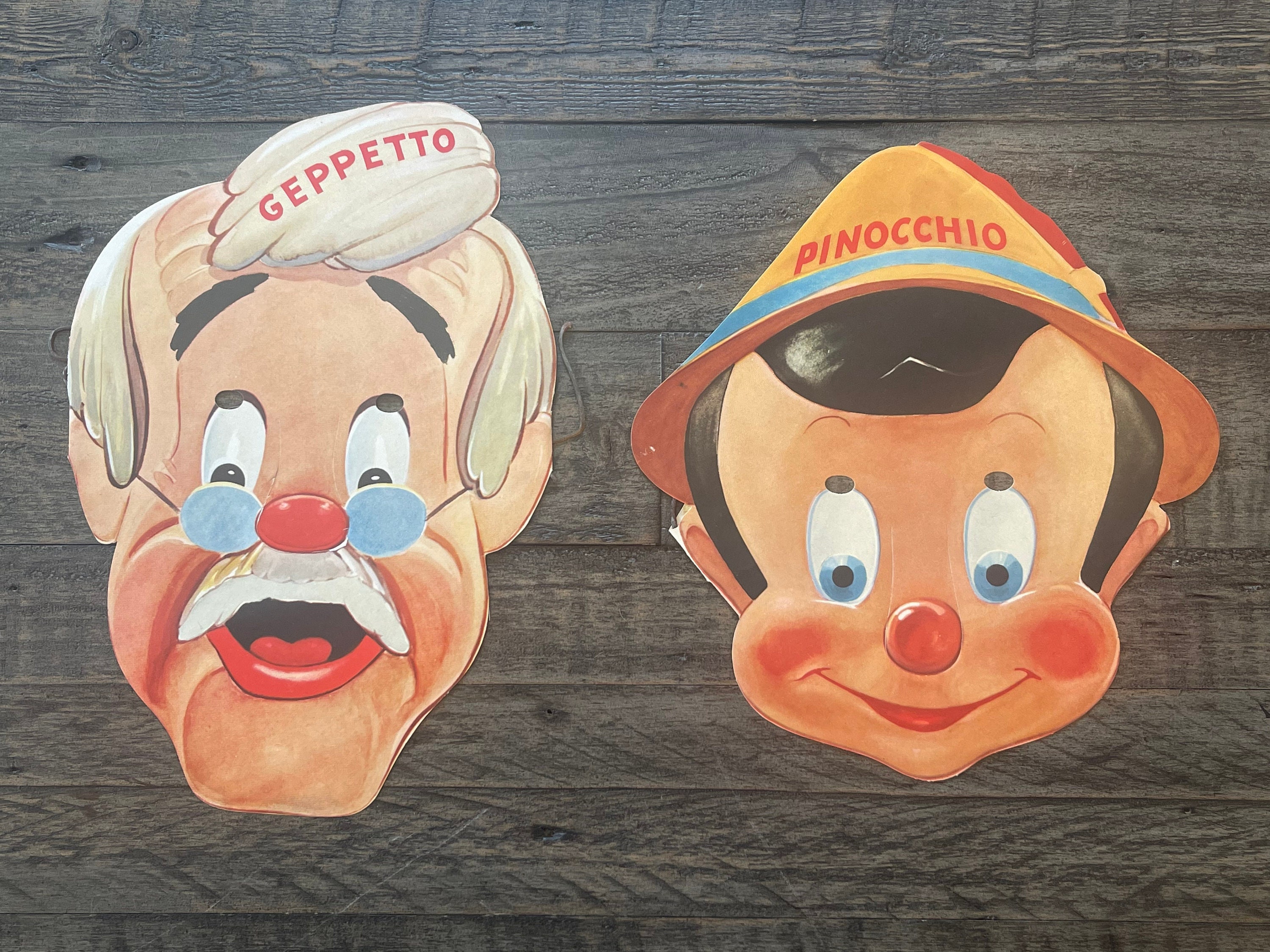 PINOCCHIO スマッコパッド 8インチ　値下げ！ PAPER PINOCCHIO Masks…pinocchio and Geppetto…walt Disney