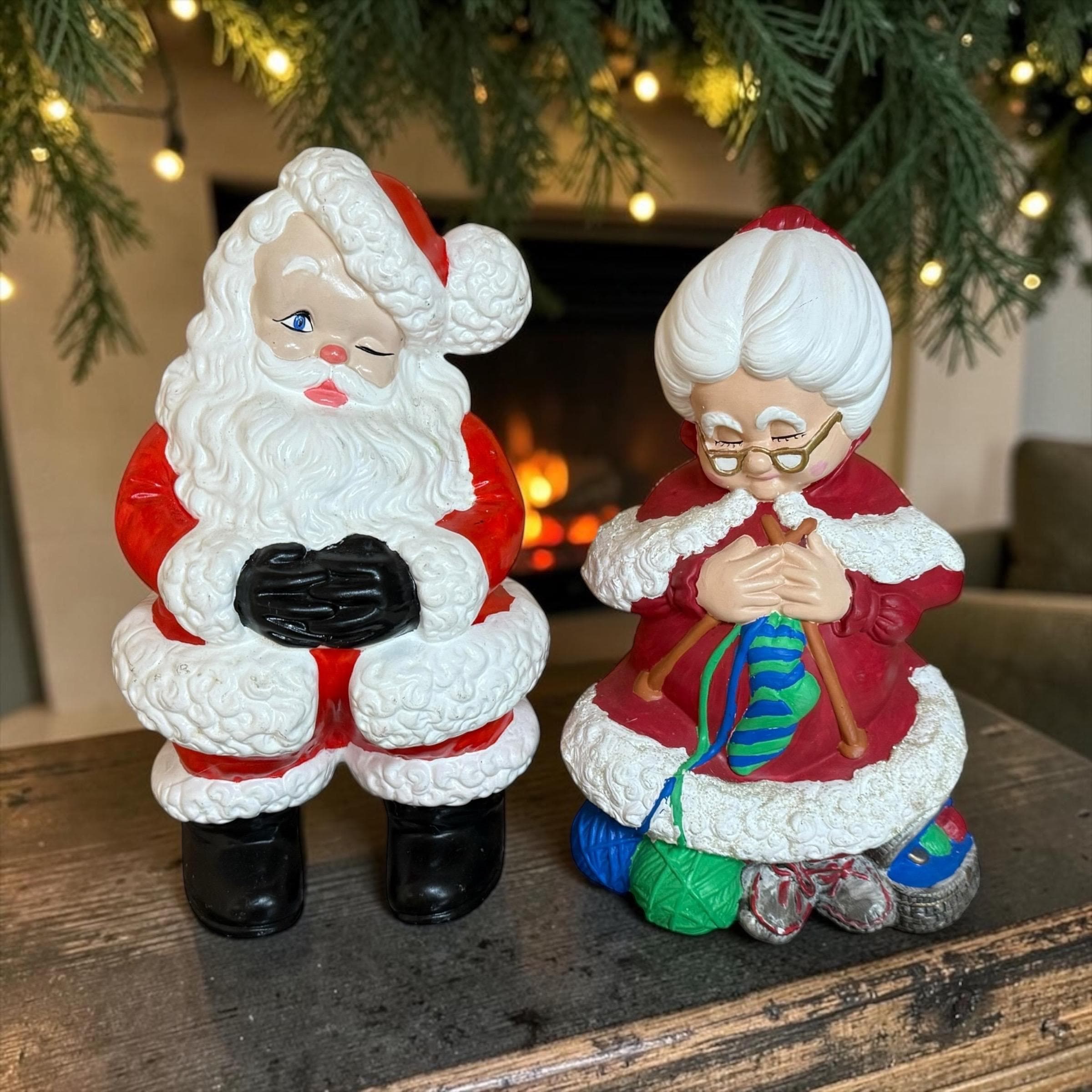Vintage Santa and Mrs Claus Figurines - Etsy