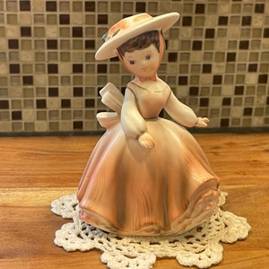 LADY PLANTER…Napcoware…National Potteries…Pink Layered Dress…Tied Bonnet and Bow…Vintage Planter…Collectible…C-6364…Japan 1950s/60s #486