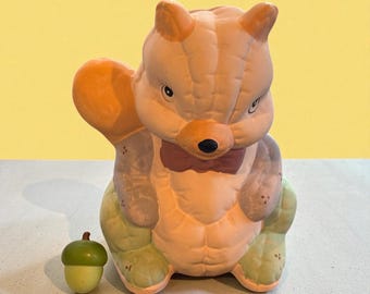 Vintage Ceramic Squirrel and Acorn Coin Bank ESD Japan Hand 