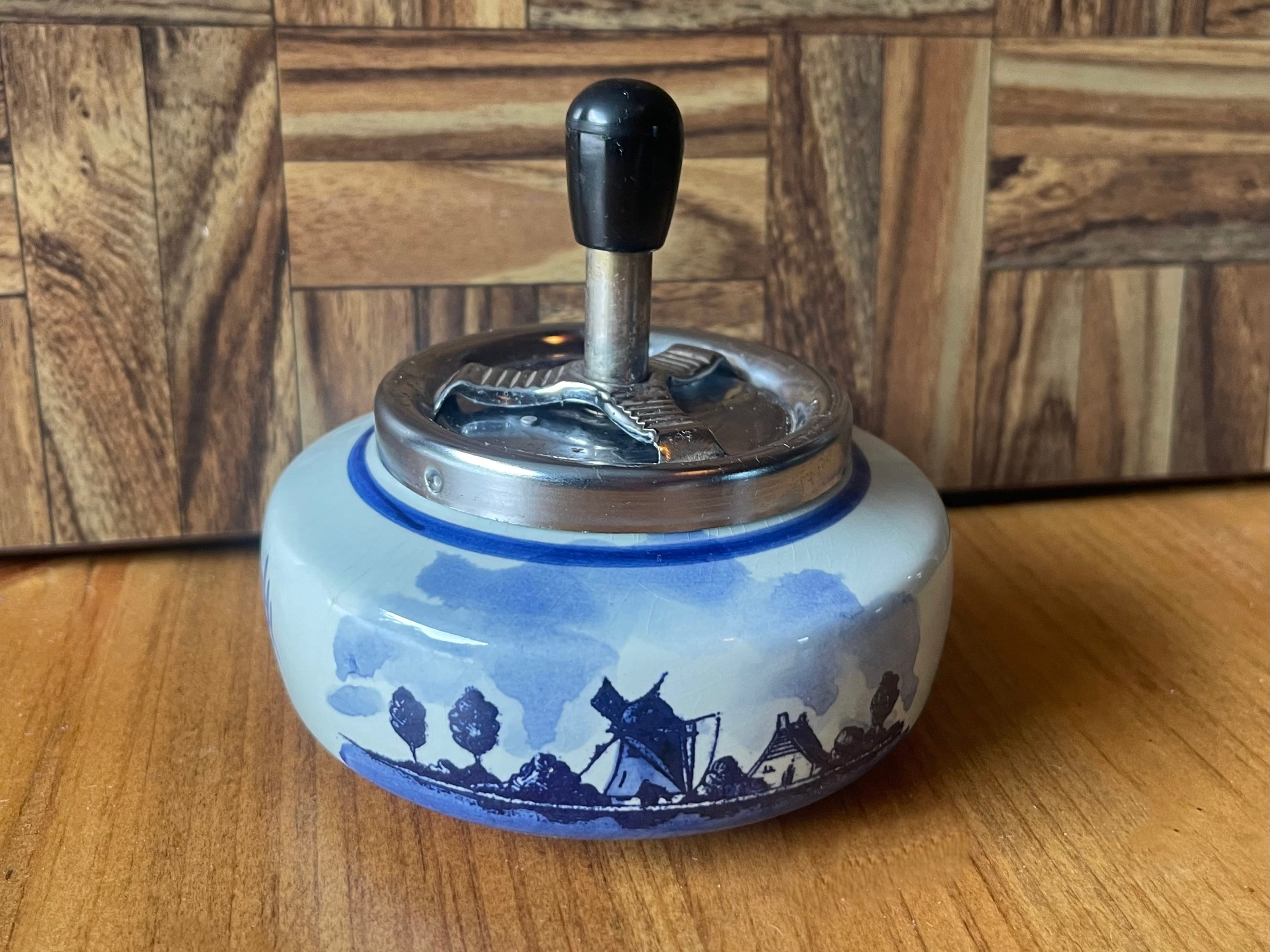 DELFT SPINNING Ashtray…hand Painted…ceramic Ashtray…dutch Windmill