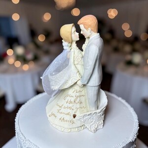 BRIDE AND GROOM…Cake Topper/Figurine…Foundations by Enesco…400610…Loving Embrace…Glitter, Flowers, Scrolls and Inscribed Text…2006 #W.T.1