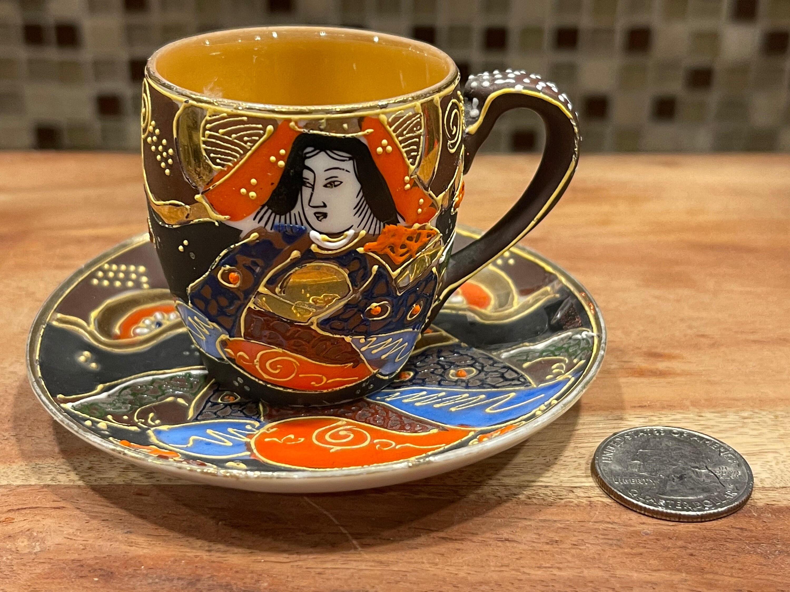 ANTIQUE MORIAGE Teaset…moriyama Mori-machi…hand Painted…satsumi