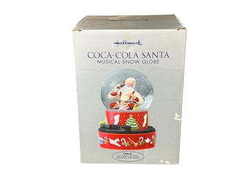 SANTA CLAUS SNOWGLOBE, Music Box…Soda Collecrible…Soda Branding…Raised Designs, Inner Snow, Bottom Winder…Christmas Collecrible…Original Box