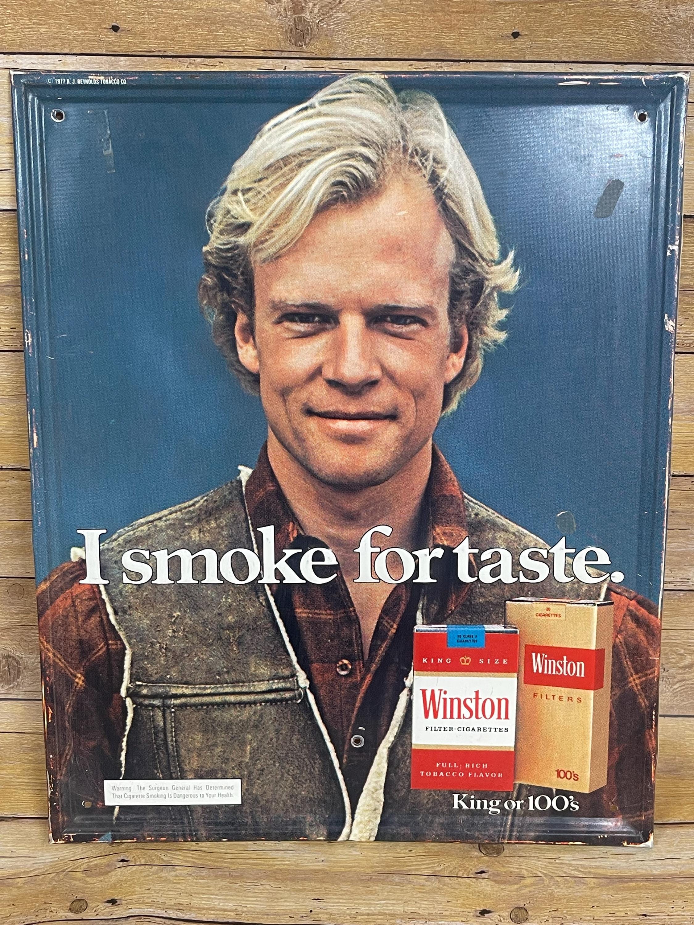 WINSTON CIGARETTE SIGN…17 1/2” X 21 1/2” R.J. Reynolds…flat Metal