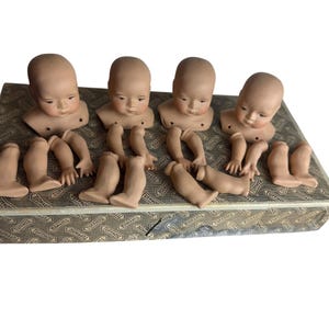 DOLL PARTS For Crafting/Art/Repurpose…Small Set of 4…Heads, Arms & Legs…, Porcelain…Engraved Maker’s Name/Year…20 Pieces in All! 1982 #W.T.4