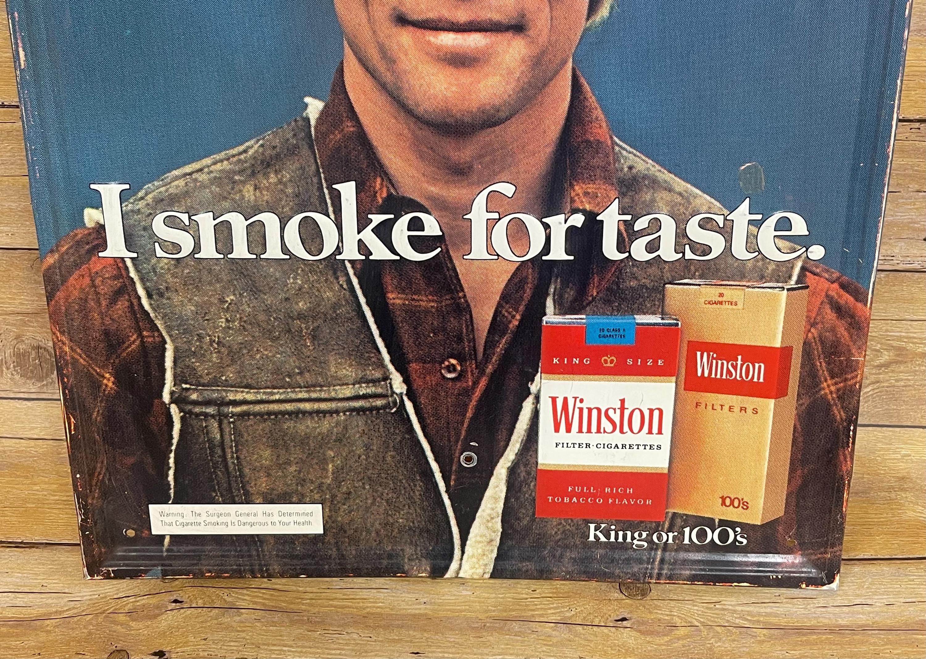 WINSTON CIGARETTE SIGN…17 1/2” X 21 1/2” R.J. Reynolds…flat Metal