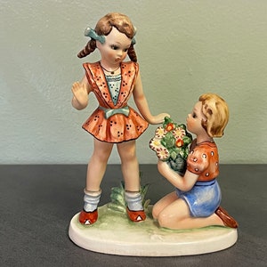 W GOEBEL FRIENDSHIP FIGURINE… Artwork Figurines, Porcelain Figurine…Nash’s Artwork Figurine…Girl With Flower Bouquet…No. 8…Germany #100