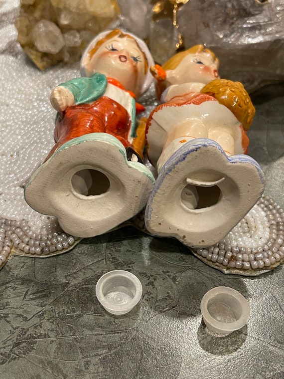 ARTMARK SALT & PEPPER Shakers…ceramic…girl With Basket, Boy With
