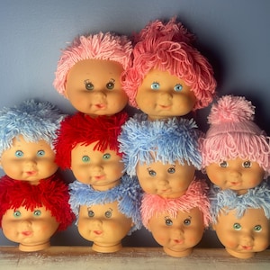 VINTAGE DOLL HEADS…Effe…Doll Parts…Doll Head Lot…Set of 10…Large Plastic…Yarn Hair…Art/Sculpture/Craft…Large…Vintage #000Bx13
