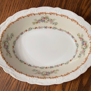 NORITAKE SERVING BOWL...Platter…Floral Design, Scalloped, Gold Trim and Edging...Oval...1930s/1940s…Breathtaking! #000CB