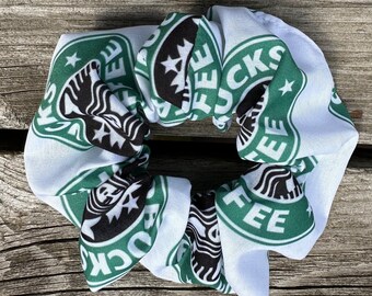 Coffee lovers Scrunchie White Green Black