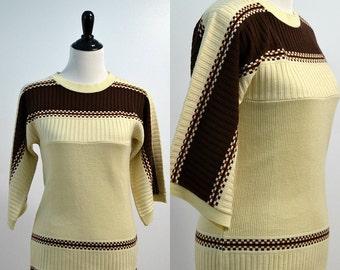 Vintage 70s Bell Sleeve Sweater / Wide Sleeves Hippie Top / Boho Bohemian Fall Sweater / Earthy Oversized Top / Medium Small S M