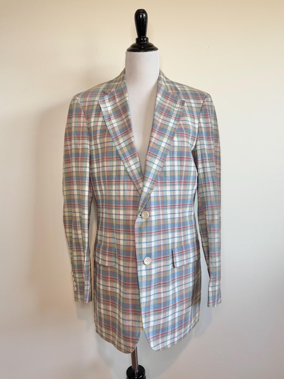 Vintage 70s Men’s India Madras Blazer Sport Coat … - image 1