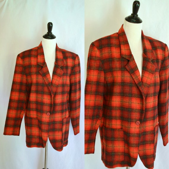 Vintage 90s Oversized Chunky Plaid Blazer 1990s St
