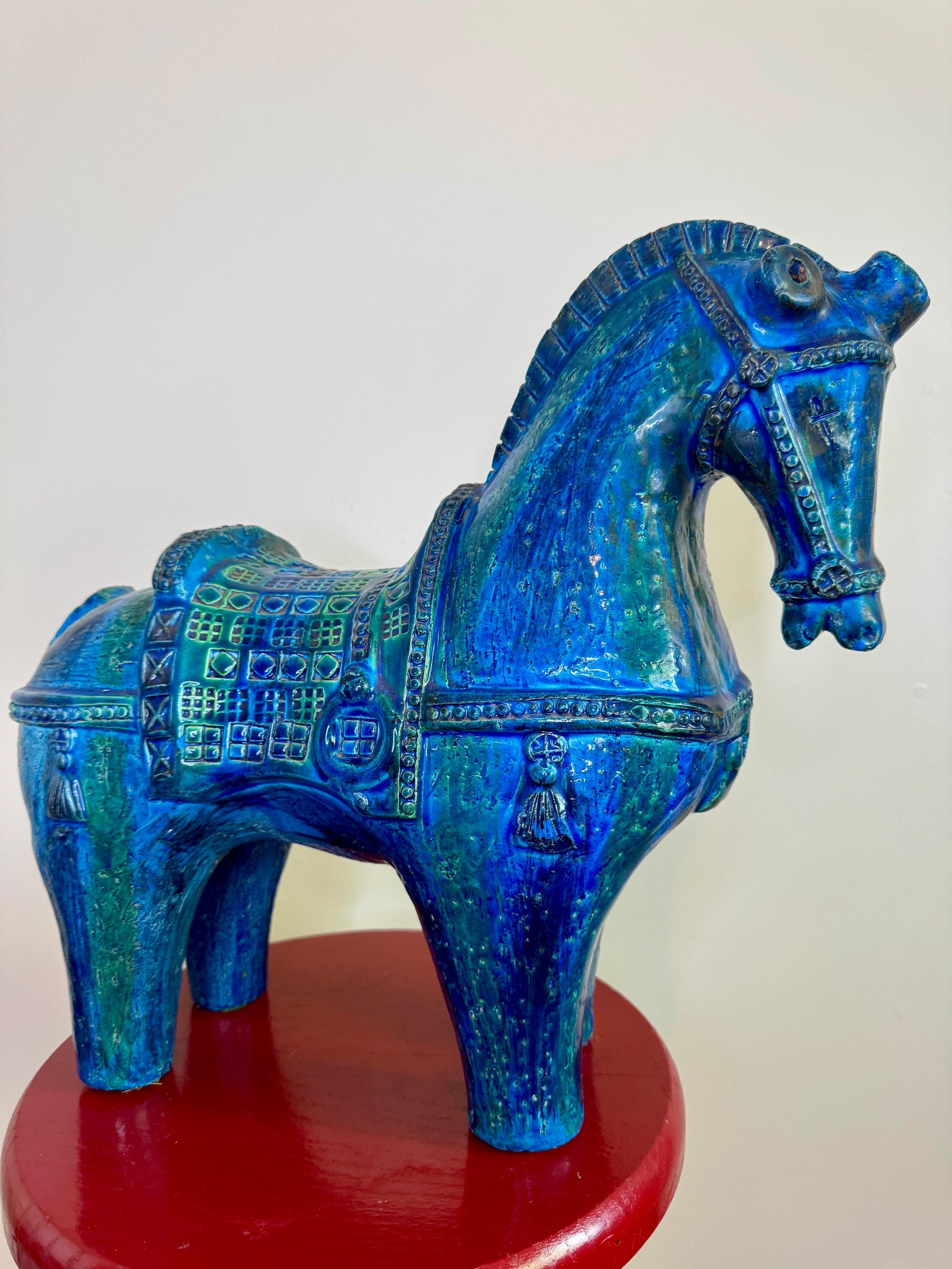 BITOSSI ビトッシ 曲乗り師 Horse Rider リミニブルー Bitossi Rimini Blu Ceramic Horse Head Figure | Liberty