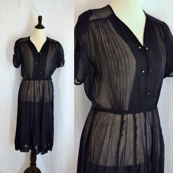 Vintage Sheer 1940s Side Zipper Dress