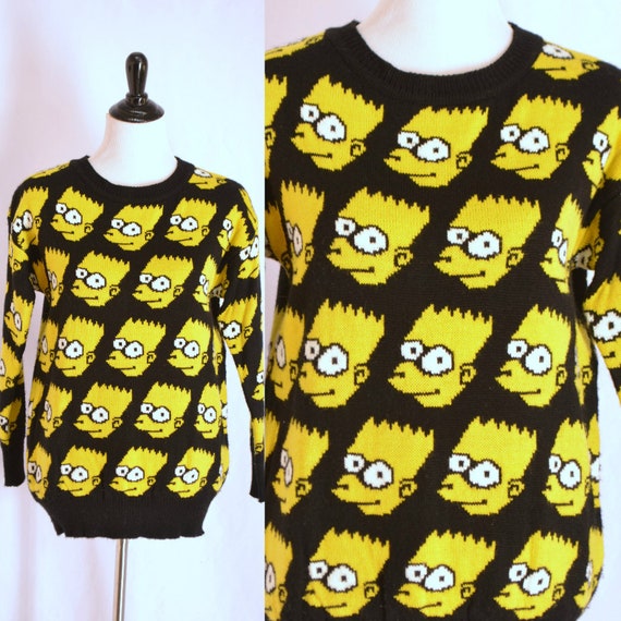 Bart Simpson Face Sweater Novelty Print Pullover