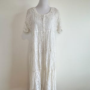 90s Vintage Lace Babydoll Maxi Dress Retro Wedding Dress