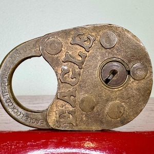 Antique Eagle Lock No Key Early 20th Century Vintage Padlock Steampunk