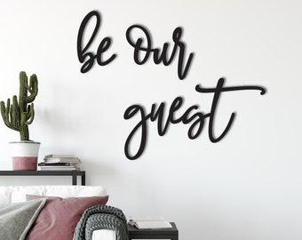 Be Our Guest Wood Word Cutout, Wooden letters, Laser Cut Word, Gallery Wall Decor, Black Home Decor