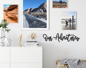 Our Adventures Wood Word Cutout, Wooden letters, Laser Cut Word, Gallery Wall Decor, Black Home Decor
