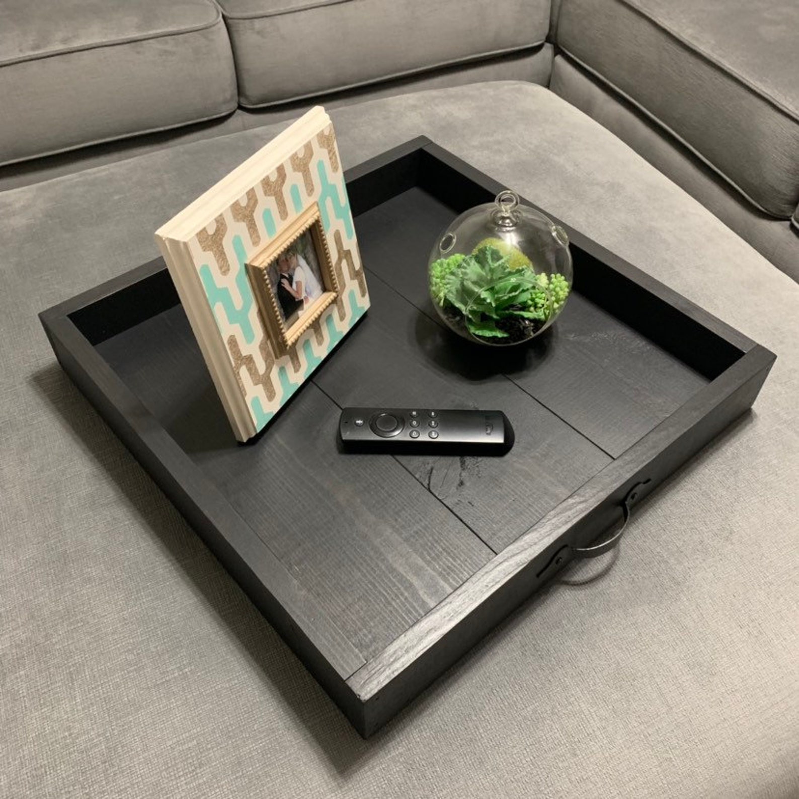 Black Rustic Wood Coffee Table Tray Home Decor Ottoman Tray Etsy