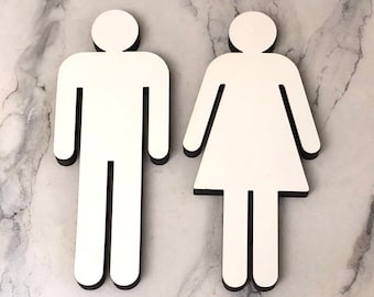 Bathroom People Wood Cutouts 7 Color Options! Laser Cut Restroom Men & Women Bathroom Decor, Boys, Girls Bath Sign