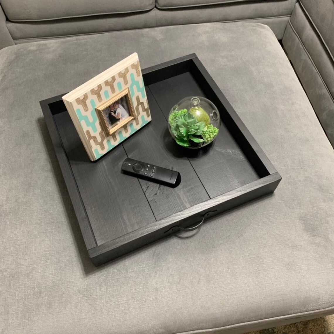 Black Rustic Wood Coffee Table Tray Home Decor Ottoman Tray Etsy