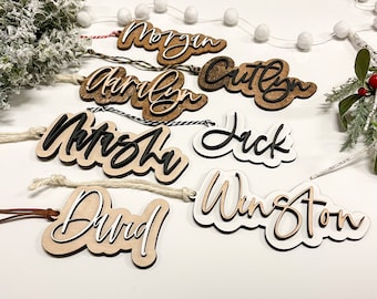 Custom Name Christmas Ornament: Layered Stocking Tag