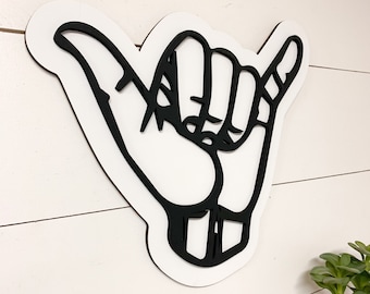Hang Loose Sign Hand Gesture, 3d Wooden Hand Cutout, Bohemian Home Decor, Boho Decor. Modern Farmhouse Decor