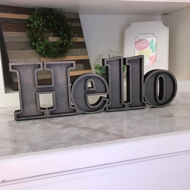 Marquee Hello Wooden Cutout Laser Cut Wood Hello Sign Entry Etsy