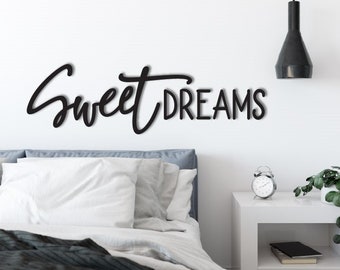 Sweet Dreams Wood Word Cutout, Wooden letters, Laser Cut Word, Gallery Wall Decor, Black Home Decor