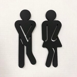 Funny Bathroom Sign: Laser Cut People Wood Restroom Decor Bild 2