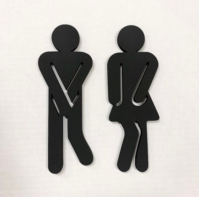 Funny Bathroom Sign: Laser Cut People Wood Restroom Decor Bild 2