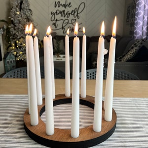 Wood Candle Advent Wreath Holds 12 Candles, Christmas Candle Holder Ring