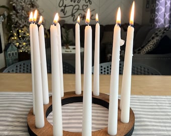 Wood Candle Advent Wreath Holds 12 Candles, Christmas Candle Holder Ring