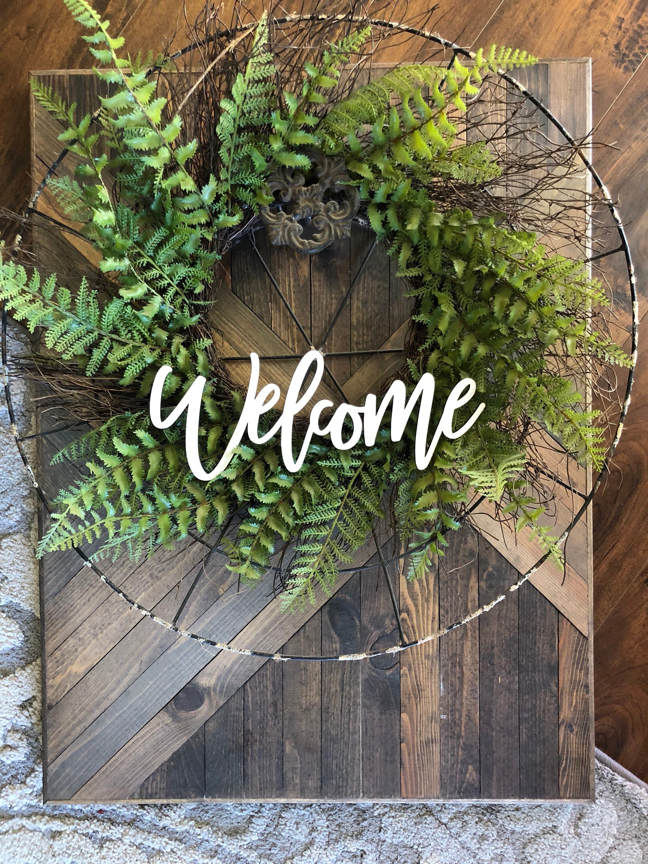 Mini Welcome Wood Word Cutout Wreath Decor Hello Sign White - Etsy