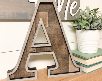 Reclaimed Wood Letter Cutout, Laser Cut Wood Letter Sign Wooden Letter Wall Decor, Marquee Style Wood Letter Cutout