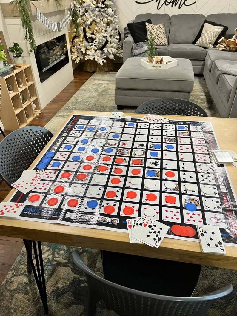 Jumbo Sequence Game, Giant Board Game Mat, Cards and Chips Included image 5