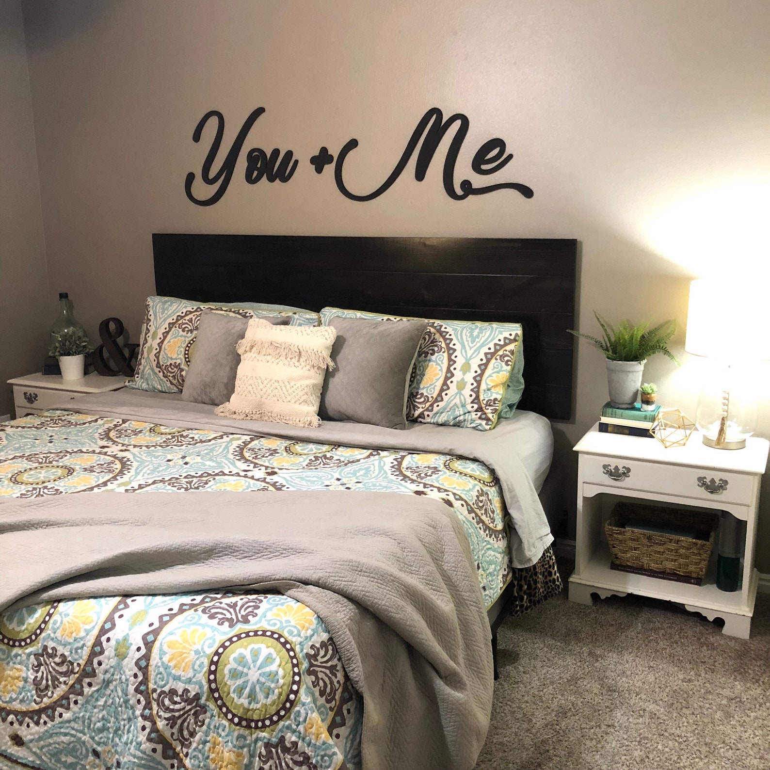 You and Me Wall Decor Wood Cutout Wooden Word Master Bedroom Etsy